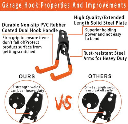 KOFANI Heavy Duty Steel Hooks - 16 Pack with Anti-Slip Coating for Garage Storage | Hang Bikes, Ladders & Tools