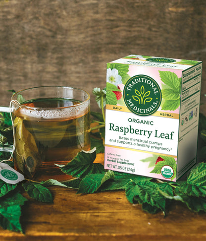 Traditional Medicinals Organic Raspberry Leaf Herbal Tea, Eases Menstrual Cramps & Supports Healthy Pregnancy (Pack of 2) - 32 Tea Bags