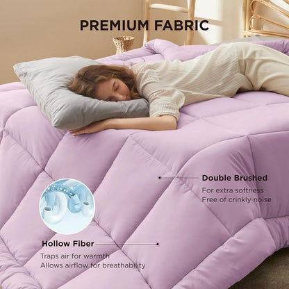Bedsure Comforter Duvet Insert - All Season Cal King Size Quilted Bedding, GentleSoft Down Alternative, Light Purple 96 x 102 Inches