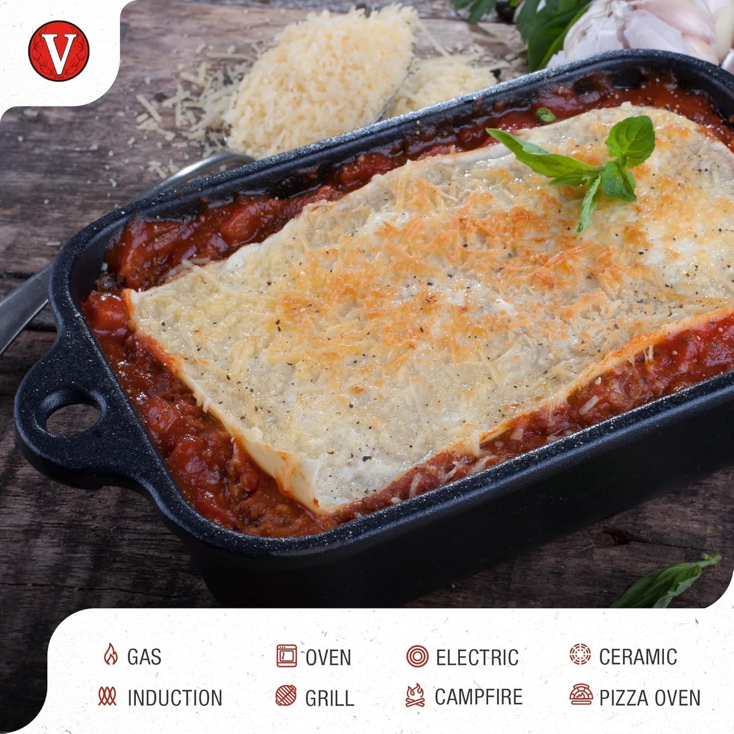 Victoria | Mini Lasagna Pan - Preseasoned Cast Iron Roaster for Casseroles & Sides, Made in Colombia