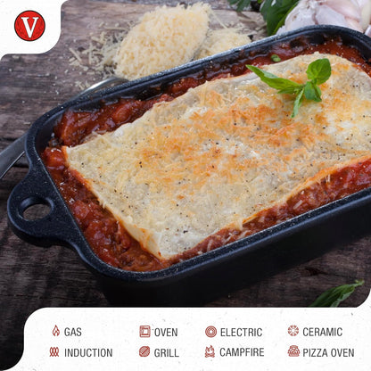 Victoria | Mini Lasagna Pan - Preseasoned Cast Iron Roaster for Casseroles & Sides, Made in Colombia