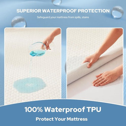 BEDLORE Twin Mattress Protector - Waterproof Noiseless Cover with Stretchable Pockets | Soft & Breathable, Machine Washable (White)