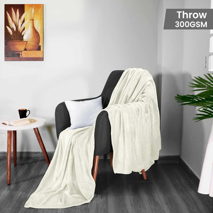 Utopia Bedding Fleece Blanket - Luxury Soft Microfiber Throw | Ivory, 50x60 Inch, Anti-Static, Cozy