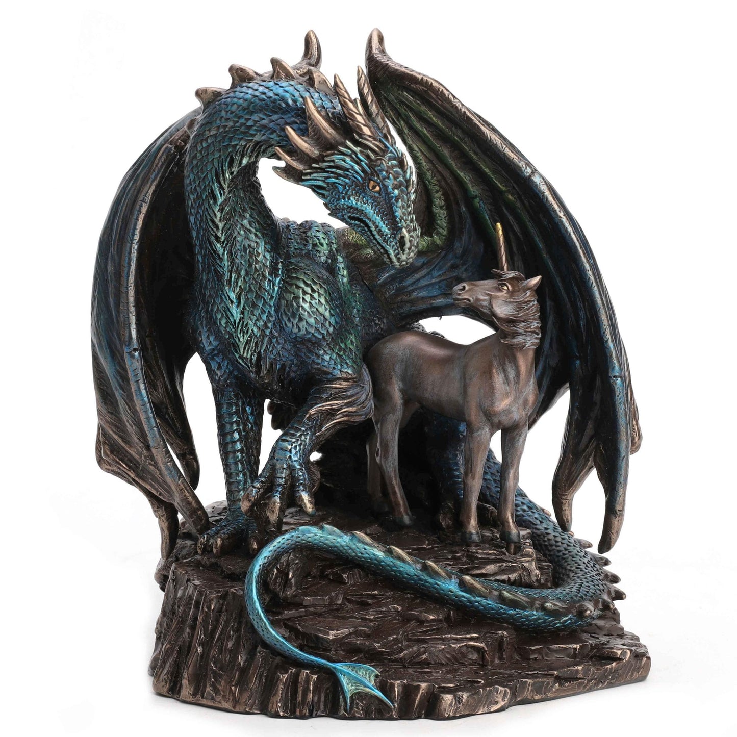 Veronese Design 6 7/8 Inch Protector of Magick by Lisa Parker Cold Cast Resin Bronze Finish Dragon Unicorn Sculpture