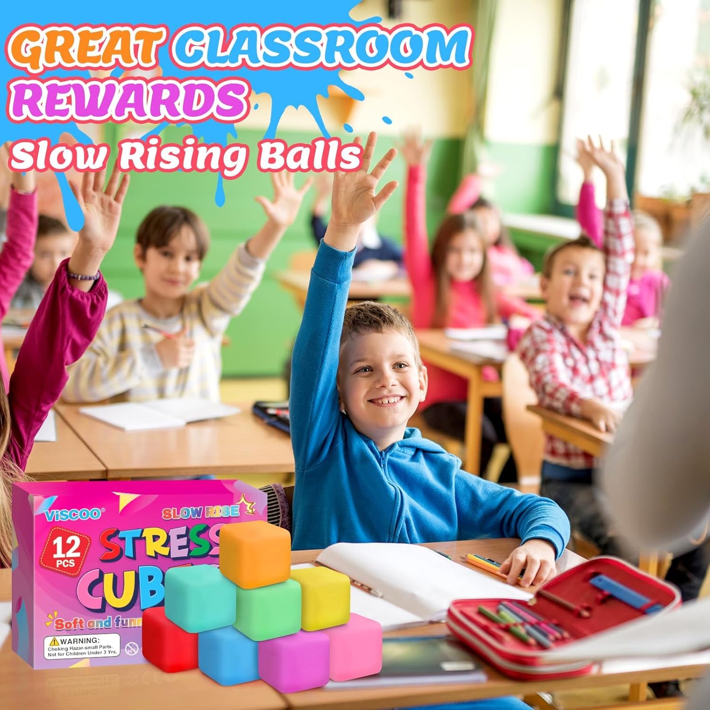Skiennix 12 Pack Stress Cube Set - Slow Rising Squishy Fidget Toys for Anxiety Relief | Ideal for Kids & Adults