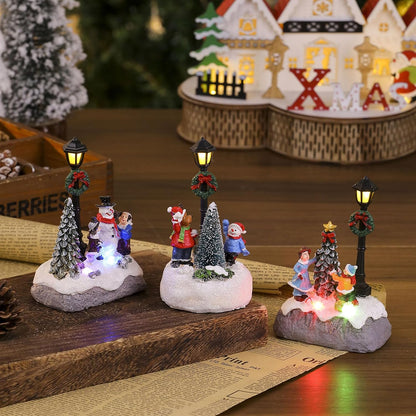Regine Switzerland Christmas Figurines - LED Light Deer & Snowman Ornaments for Winter Home Decor