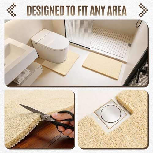 Joyhalo Shower Mat Bathtub Mat Non Slip, Bathmats Non Slip, Quick Drying Foot Scrubber Loofah Mats for Shower, Tub, Bathroom, Home, 17x24inch, Beige