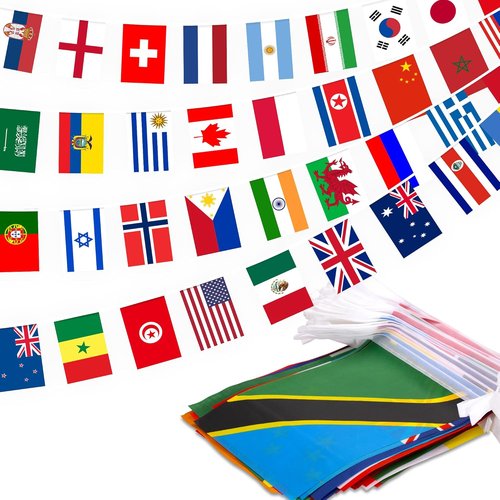 International Flags Bunting Banner - 200 Countries String Flag Decoration for Events | 184 ft