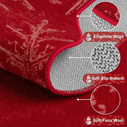 Red Snowflake Doormat 2' x 3' - Christmas Entryway Rug, washable