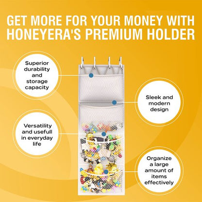 Honeyera The Original Stuffed Animal Storage (Patented) - Over Door Organizer for Stuffies, Baby Ideas Holder, Toy Plush Hammock Hanging Net Big Girls Toddler Large Bag Animals Stuffy Behind