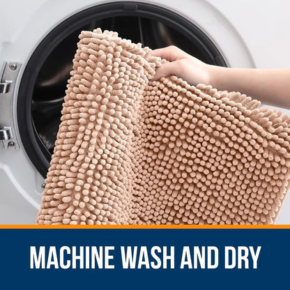 OLANLY Bathroom Runner Rugs - Extra Soft Chenille Bath Mat | Quick-Dry, Machine Washable, 59x20 Inches, Peach