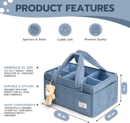 PeraBella Baby Diaper Caddy Organizer - Portable Storage Basket for Newborn Essentials | Perfect Shower Gift