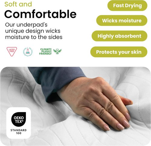 IMPROVIA® Washable Underpads - Heavy Absorbency Reusable Incontinence Pads for Kids, Adults & Pets | Waterproof Protection, 34x52 (2 Pack)