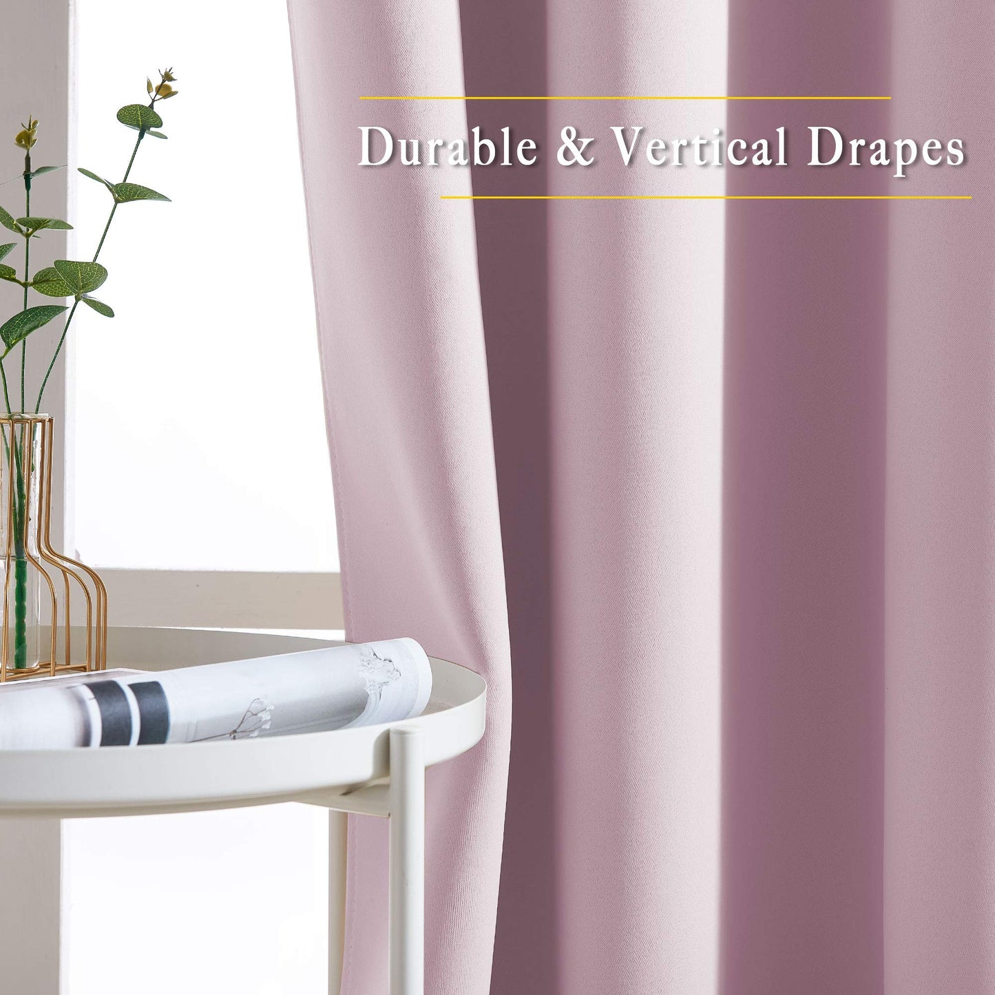 NICETOWN Room Darkening Short Curtains for Kitchen - Thermal Insulated Solid Grommet Top Room Darkening Curtain Panels/Draperies for Bedroom/Cafe (Baby Pink, 1 Pair, 34 x 50 Inch)