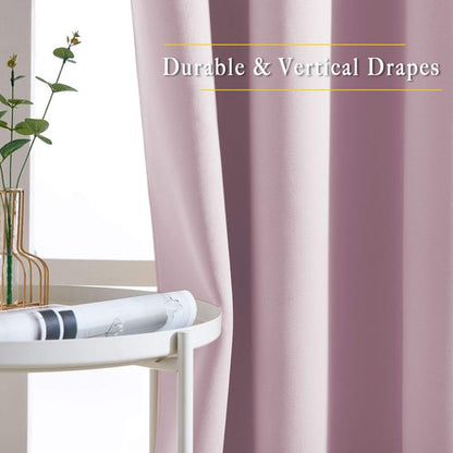 NICETOWN Room Darkening Curtain Panels 84 - Window Treatment Energy Saving Thermal Insulated Solid Grommet Room Darkening Drapes for Living Room (Baby Pink, 1 Pair, 66 by 84-Inch)