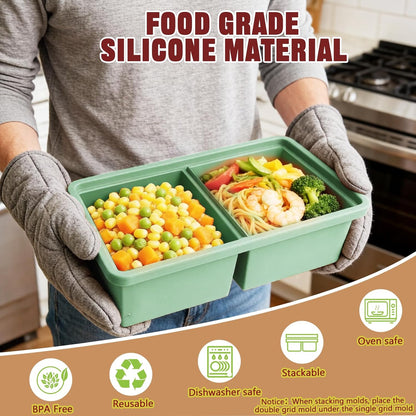 Skiennix Silicone Freezer Trays - Leak-Proof Ice Cube & Soup Storage Containers | 2-Cup & 5-Cup Sizes, BPA-Free