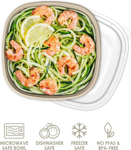 Bentgo Prep - 1-Compartment Meal Prep Bowls with Custom Fit Lids - Durable, Microwaveable, BPA-Free | 10 Bowls & Lids (Champagne)