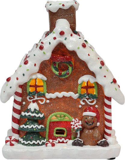 Moments In Time Gingerbread House | 8.7” Handcrafted LED Christmas Decoration - Battery Operated Festive Decor