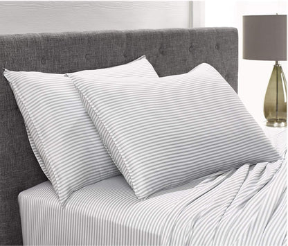 Pure Bamboo Twin Sheet Set - 100% Organic Viscose, Luxuriously Soft & Cooling, Double Stitching, Stripes