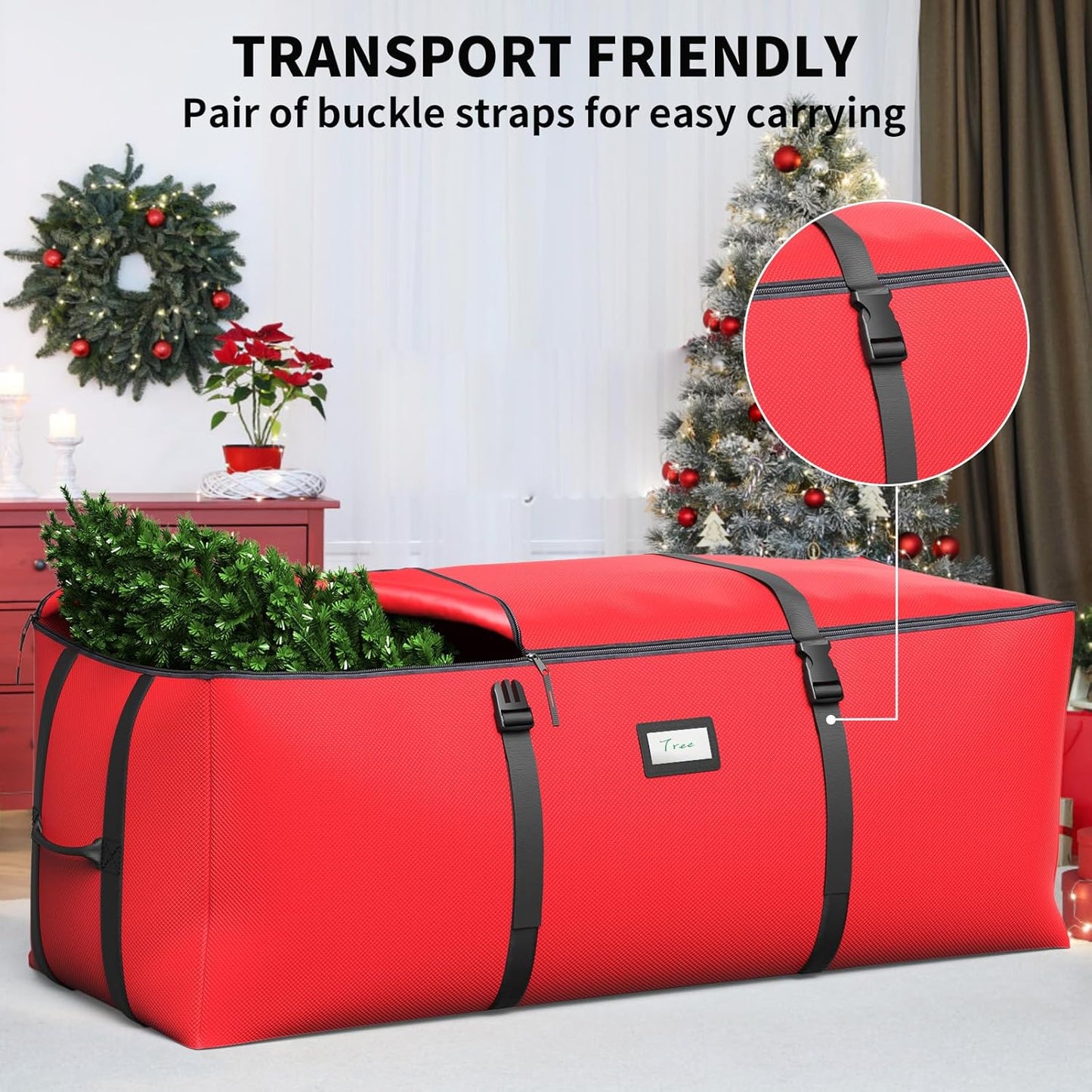 Skiennix Christmas Tree Storage Bag - Fits 7.5Ft Artificial Trees | Waterproof 600D Oxford Fabric with Double Zipper & Handles