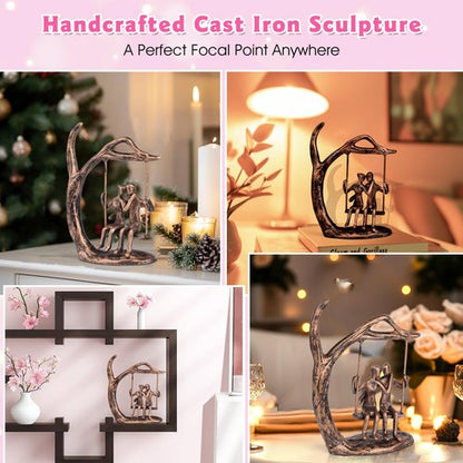 Kresecioo Anniversary Wedding Gifts for Couple/Her - Romantic Couple Statue in Love, Antique Bronze Metal Figurine Sweet Loving Together Iron Sculpture Decor, Wife Husband Birthday Gifts