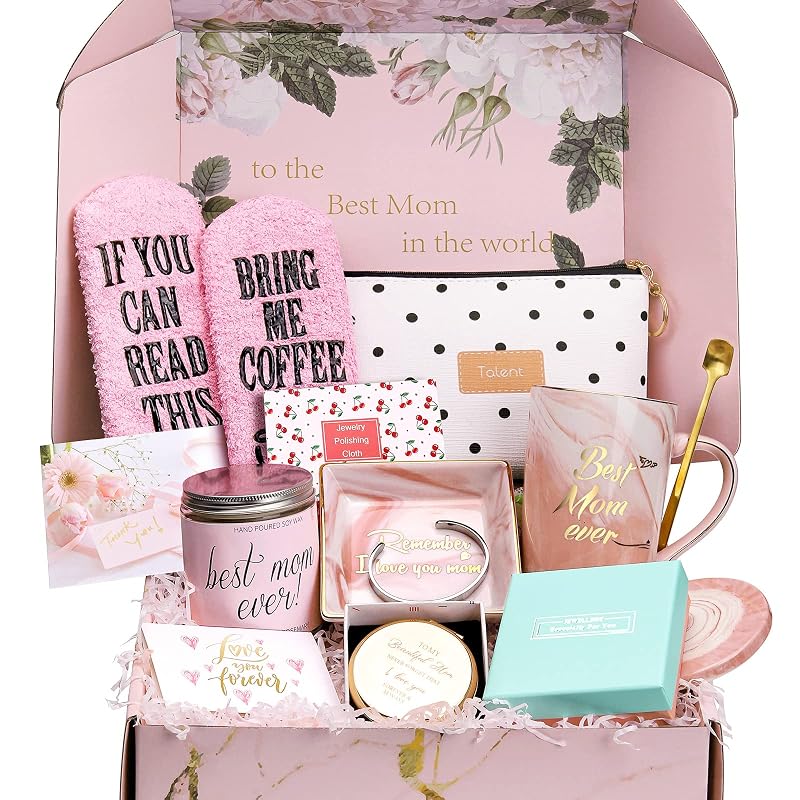 Mom Gift Basket Set – 11 Piece Spa & Cozy Gift Box for Mother's Day, Birthday & Holidays