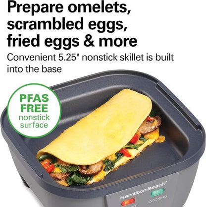 Hamilton Beach 6-in-1 Electric Egg Cooker - Versatile Hard Boiled, Poached & Omelet Maker | Grey, 5.25” Non-Stick Skillet