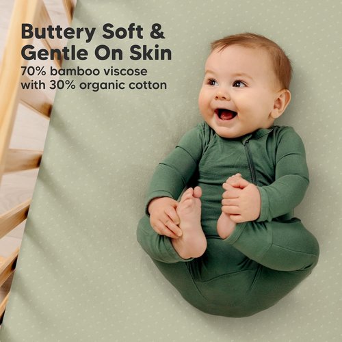 KeaBabies Fitted Crib Sheets - Soft Bamboo Viscose Cotton, 2-Pack, 52x28, Gender Neutral (Avocado)