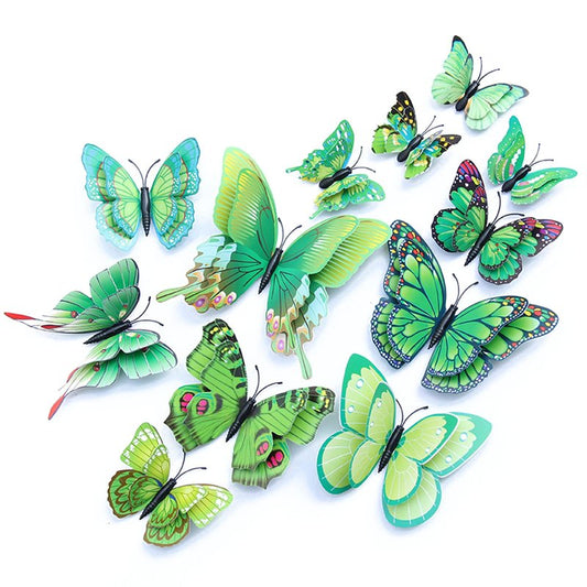 OPSEAM Butterfly Wall Decor 24/48 PCS, 3D Butterflies Stickers for Party Decorations with Magnets (Green, 48)