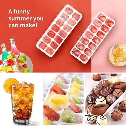 Airabc Silicone Ice Cube Trays - Easy-Release 14-Cube Design | BPA-Free & Stackable with Removable Lid