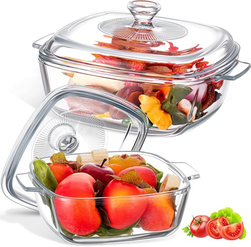 Maxcheck Glass Casserole Dish Set - 2 Pieces with Lids | Oven Safe 0.8L & 1.5L for Baking & Cooking