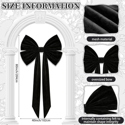 Suncalla Large Black Bows - 40 x 80 Inch Velvet Giant Bow for Wedding & Party Decorations