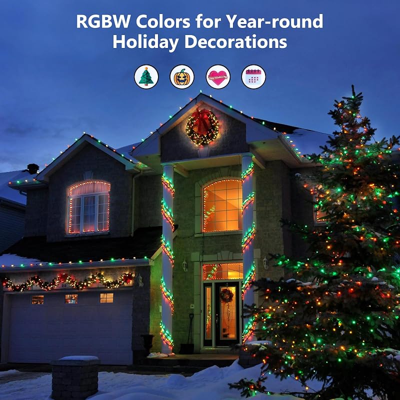 Outdoor RGBW 300 LED String Lights with 8 Modes, Green Wire – BrizLabs