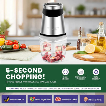 Skiennix Electric Food Processor - 500W Mini Vegetable Chopper with 2.5-Cup Bowl & 4 Blades for Home Use