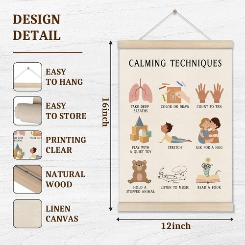 Doi-Lanee Mental Health Poster Frame - Educational Boho Wall Art for Calming Spaces | 16x12 Inch