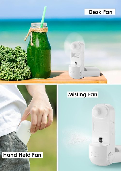HonHey Portable Handheld Misting Fan - 1500mAh Rechargeable Water Spray Fan | 90° Rotatable, Ideal for Home & Travel
