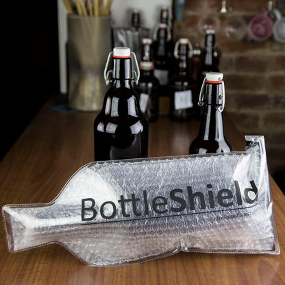 Reusable Wine Protector Travel Bag by Bottle Shield (3-pack) - Unbreakable Bottle Sleeve, Leak Proof & Double Layer Bubble Protection | Travel Bags for Suitcase Luggage, Clear
