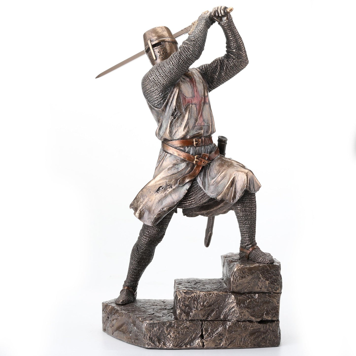 Veronese Design 12 Inch Crusader Templar Knight Wielding Great Sword Cold Cast Resin Bronze Finish Statue Warrior Figurine