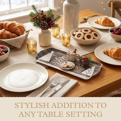 Pimpernel 15.1 x 6.5 x 1 in Wooden White Christmas Tray