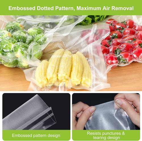 Bonsenkitchen Vacuum Sealer Bags - Heavy Duty BPA-Free Food Storage Rolls | 11" x 20' | 2-Pack for Sous Vide Cooking