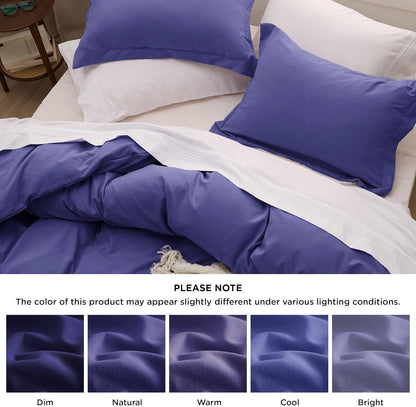 Bedsure King Size Duvet Cover Set - Extra Soft Prewashed Cotton-Like Polyester in Skipper Blue | 3 Pieces with Zipper Closure