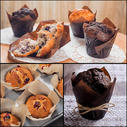 Tulip Cupcake Liners - 150 Pcs Greaseproof Parchment Baking Cups for Weddings & Parties