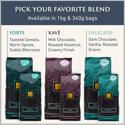 Filicori Zecchini Italian Espresso Beans – Bold Dark Roast Arabica & Robusta Blend Italian Coffee Beans – Slow Roasted Whole Bean Coffee, Rich Flavors – Forte 2.2lb Bag