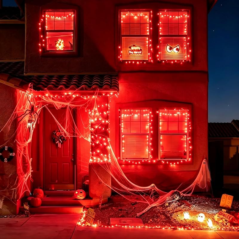 66ft Christmas LED String Lights 200 Red LEDs Green Wire Plug-In with 11 Modes - IP44 Waterproof Indoor/Outdoor, 66ft + 19.2ft Lead, Red (Variation: Red+200LED)