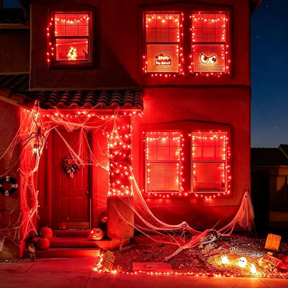 66ft Christmas LED String Lights 200 Red LEDs Green Wire Plug-In with 11 Modes - IP44 Waterproof Indoor/Outdoor, 66ft + 19.2ft Lead, Red (Variation: Red+200LED)