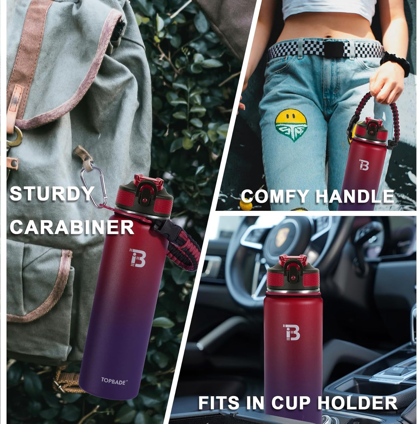 Skiennix 32oz Insulated Water Bottle - Stainless Steel With Straw & Spout Lid | Ideal for Gym & Outdoor Use