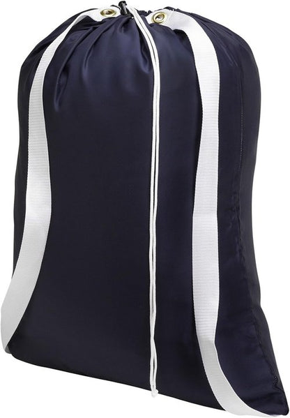 Handy Laundry Bag - Navy Blue Nylon with Drawstring Closure & Dual Shoulder Straps | 22" X 28"