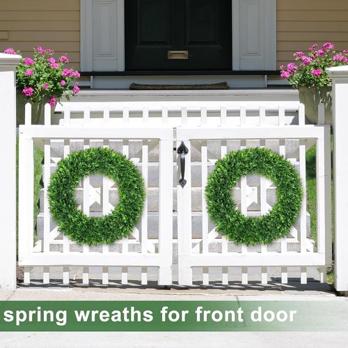 LZNPA Boxwood Wreath - Realistic 22-Inch Spring Decor for Front Door | All-Season Green Wreath for Home