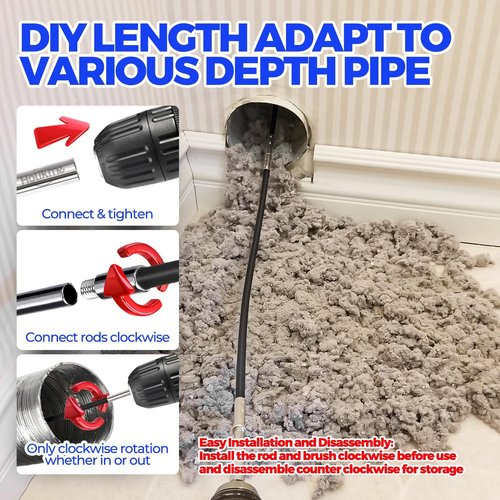 Holikme 40 Feet Dryer Vent Cleaner Kit - Flexible Lint Brush with Drill Attachment for Easy Cleaning
