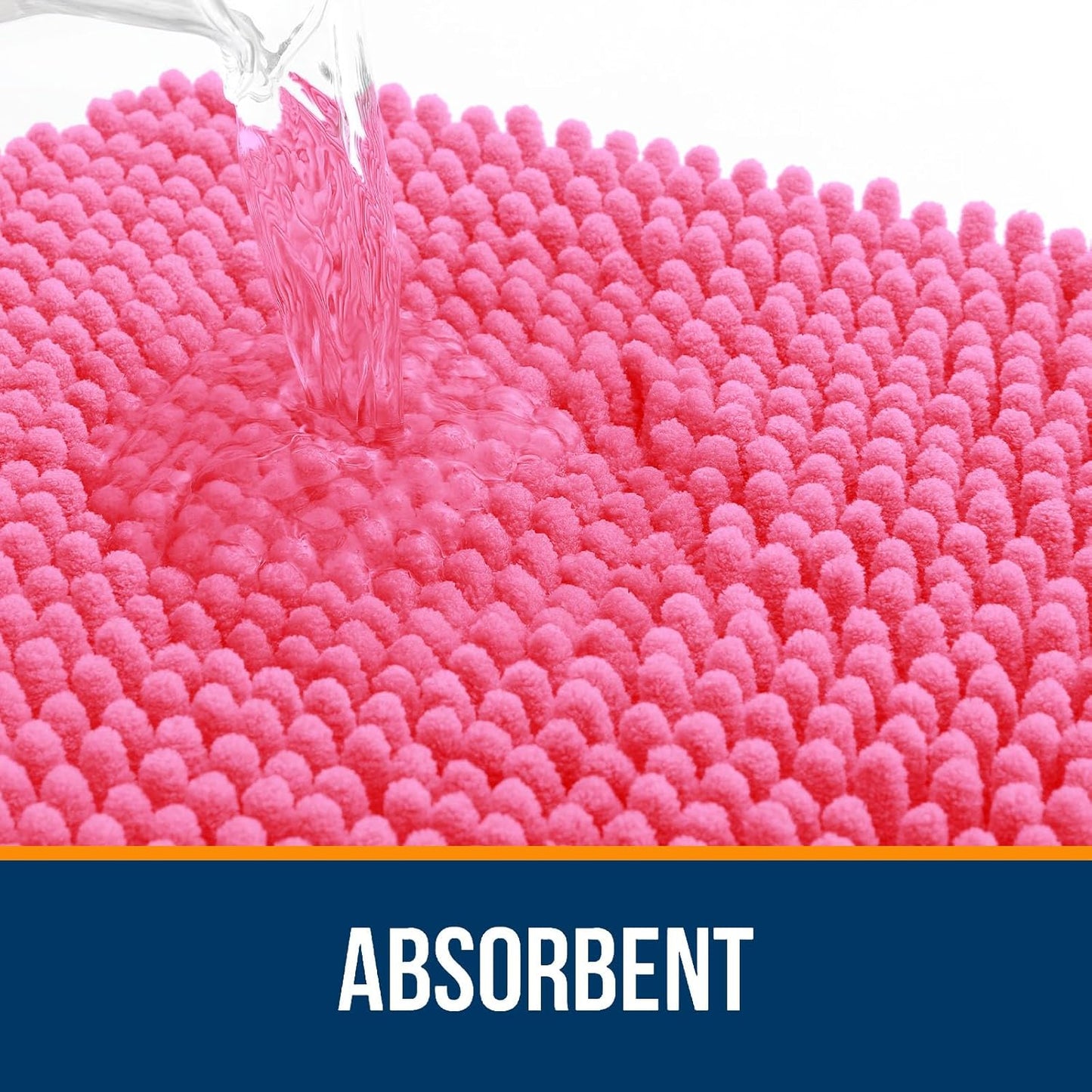 OLANLY Large Bath Rugs - Extra Soft Chenille, Quick Dry & Machine Washable | 59x35, Hot Pink